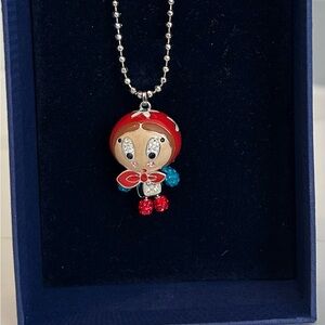 Red and Blue Erika Russian Character Swarowski Pendant Necklace
